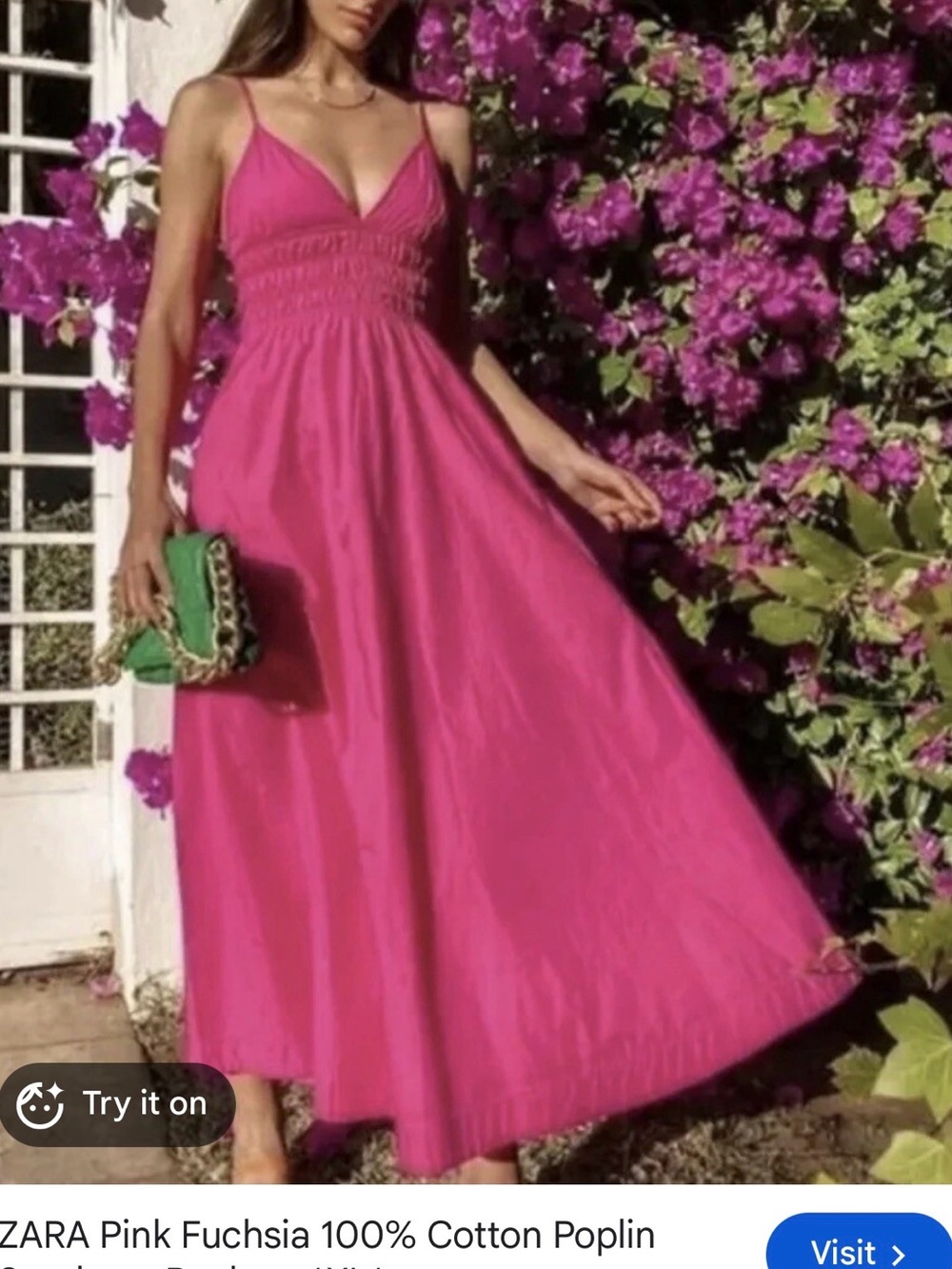 ZARA Fuchsia Spaghetti-Strap Maxi Dress